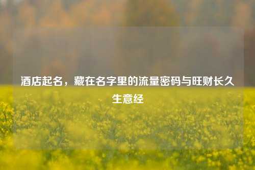 酒店起名,藏在名字里的流量密码与旺财长久生意经