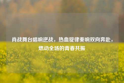 肖战舞台唱响逆战,热血旋律奏响双向奔赴,燃动全场的青春共振