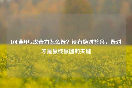 LOL穿甲vs攻击力怎么选？没有绝对答案，选对才是赢线赢团的关键