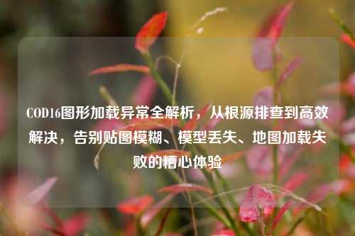 COD16图形加载异常全解析,从根源排查到高效解决,告别贴图模糊、模型丢失、地图加载失败的糟心体验