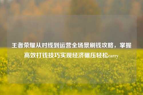 王者荣耀从对线到运营全场景刷钱攻略,掌握高效打钱技巧实现经济碾压轻松carry