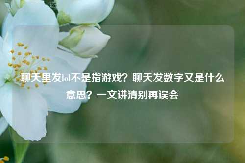 聊天里发lol不是指游戏？聊天发数字又是什么意思？一文讲清别再误会