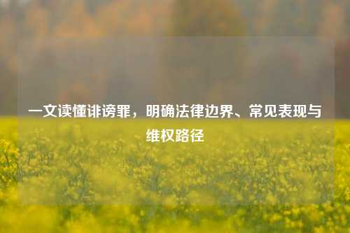 一文读懂诽谤罪,明确法律边界、常见表现与维权路径