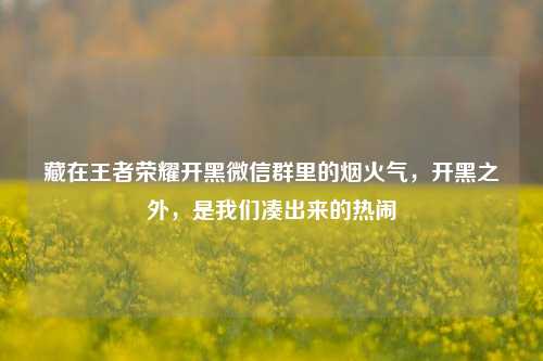 藏在王者荣耀开黑微信群里的烟火气，开黑之外，是我们凑出来的热闹