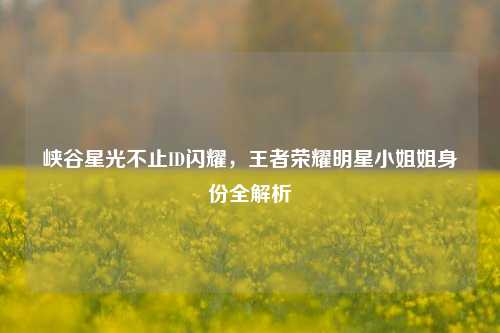 峡谷星光不止ID闪耀，王者荣耀明星小姐姐身份全解析