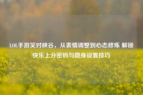 LOL手游笑对峡谷,从表情调整到心态修炼 解锁快乐上分密码与隐身设置技巧