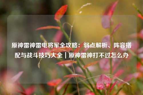 原神雷神雷电将军全攻略：弱点解析、阵容搭配与战斗技巧大全｜原神雷神打不过怎么办