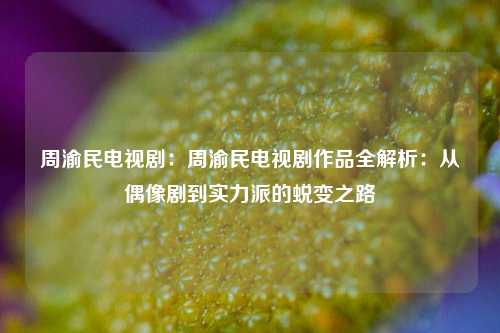 周渝民电视剧:周渝民电视剧作品全解析:从偶像剧到实力派的蜕变之路