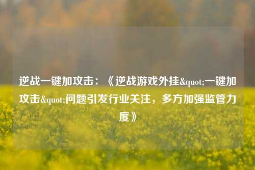 逆战一键加攻击:《逆战游戏外挂"一键加攻击"问题引发行业关注,多方加强监管力度》