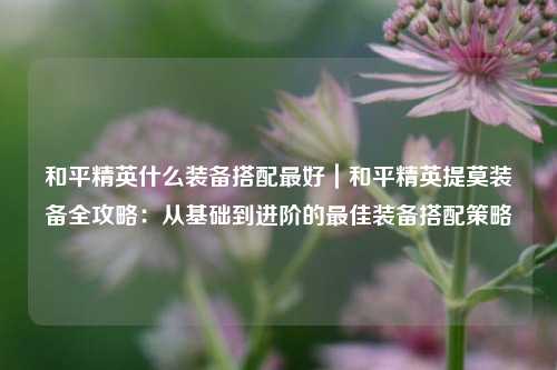 和平精英什么装备搭配最好|和平精英提莫装备全攻略:从基础到进阶的最佳装备搭配策略