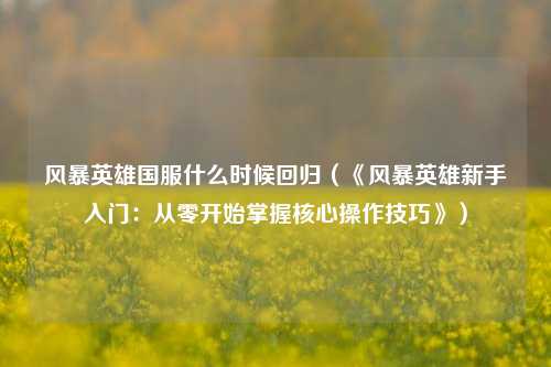 风暴英雄国服什么时候回归（《风暴英雄新手入门：从零开始掌握核心操作技巧》）
