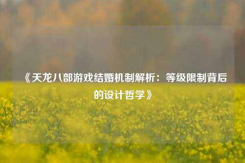 《天龙八部游戏结婚机制解析:等级限制背后的设计哲学》