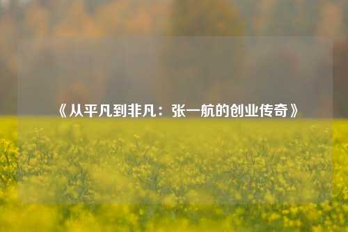 《从平凡到非凡:张一航的创业传奇》